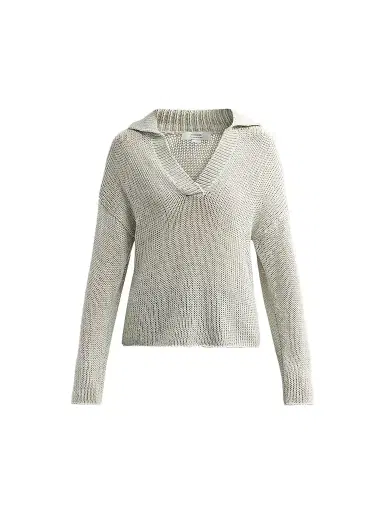 Vince Women's Coated Cotton Polo Sweater - Beach Stone - Size XXS | Thumbnail 1
