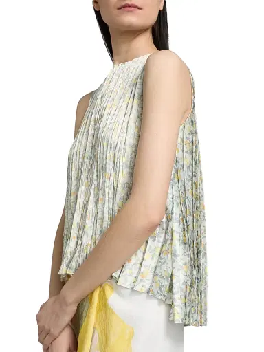 Vince Women's Citrine Bloom Pleated Top - Off White Sun - Size XXS | Thumbnail 6