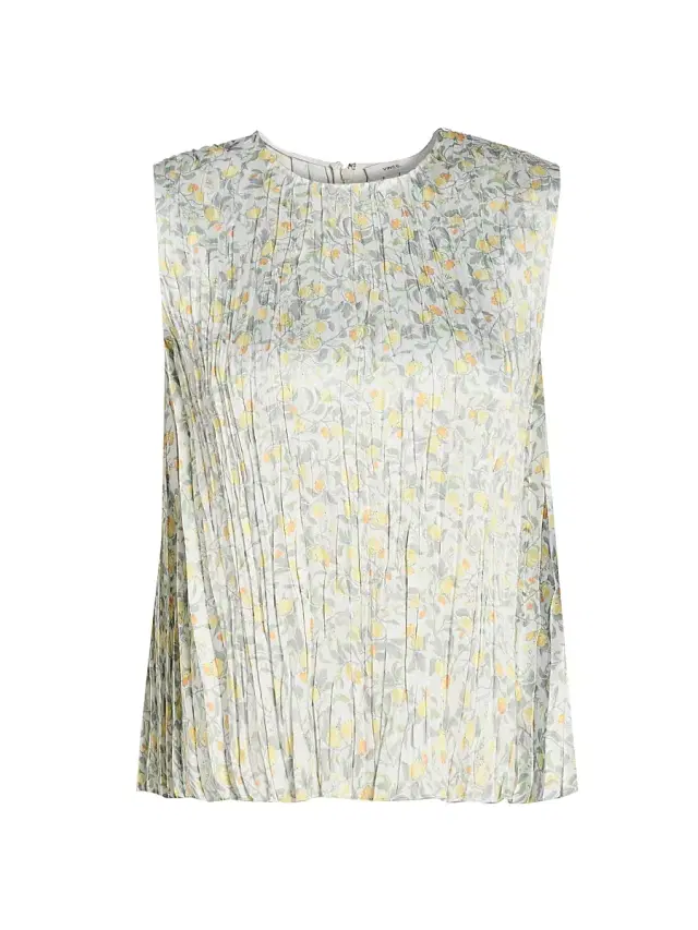 Vince Women's Citrine Bloom Pleated Top - Off White Sun