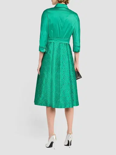 Teri Jon by Rickie Freeman Women's Satin Eyelet Cocktail Shirtdress | Thumbnail 3