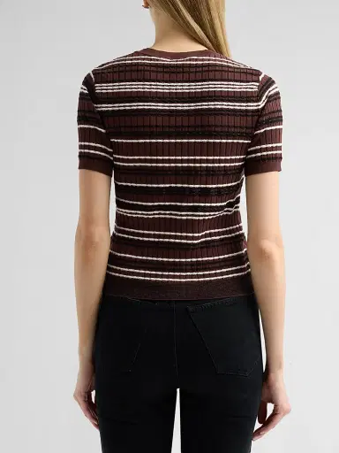 rag & bone Women's Karina Ribbed Striped Top - Mahogany | Thumbnail 3 rag & bone Women's Karina Ribbed Striped Top - Mahogany | Thumbnail 3