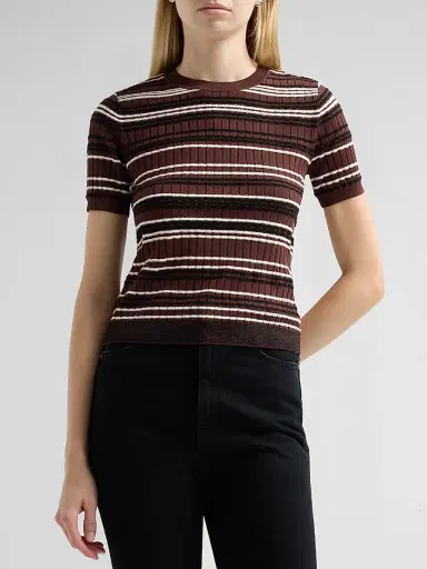 rag & bone Women's Karina Ribbed Striped Top - Mahogany | Thumbnail 4 rag & bone Women's Karina Ribbed Striped Top - Mahogany | Thumbnail 4