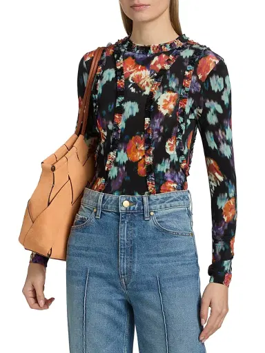 Ulla Johnson Women's Clover Floral Seamed Top | Thumbnail 3 Ulla Johnson Women's Clover Floral Seamed Top | Thumbnail 3