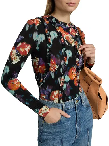 Ulla Johnson Women's Clover Floral Seamed Top | Thumbnail 6 Ulla Johnson Women's Clover Floral Seamed Top | Thumbnail 6
