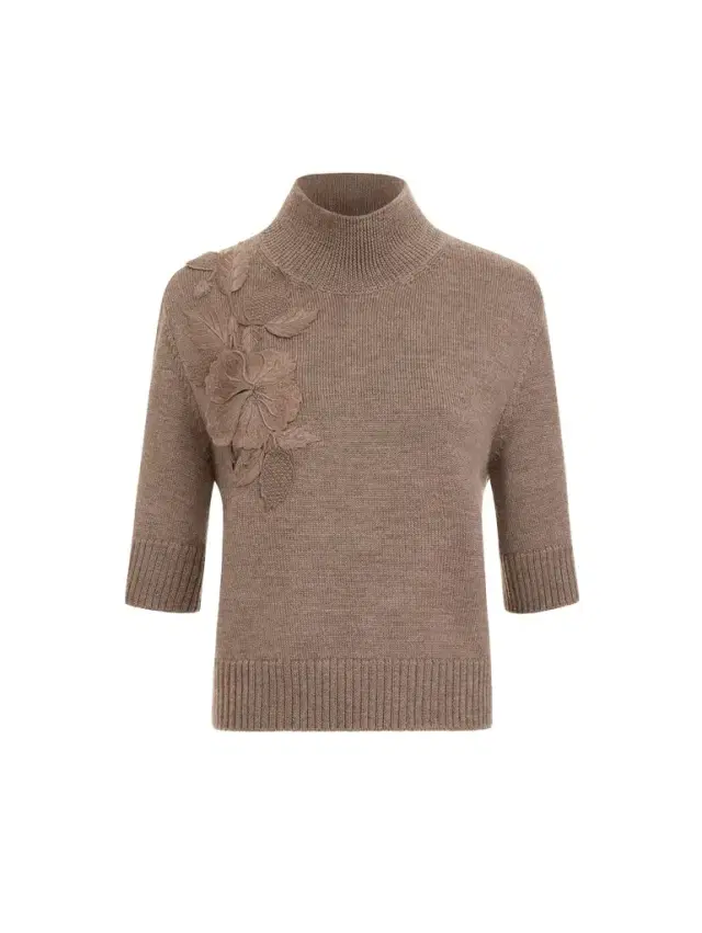 Hibiscus Embroidered Knit Pullover