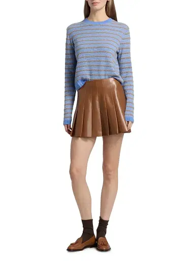 Guest In Residence Women's Pebble-Striped Cashmere Sweater - Delft Blue Combo | Thumbnail 2
