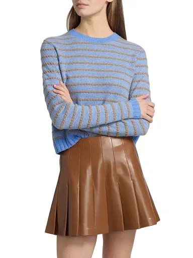Guest In Residence Women's Pebble-Striped Cashmere Sweater - Delft Blue Combo | Thumbnail 3