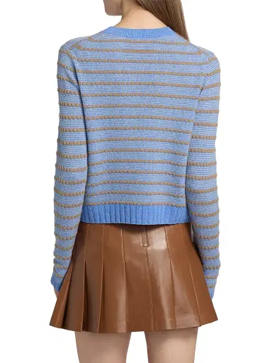 Guest In Residence Women's Pebble-Striped Cashmere Sweater - Delft Blue Combo | Thumbnail 5