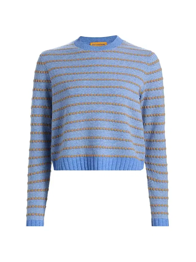 Women's Pebble-Striped Cashmere Sweater - Delft Blue Combo
