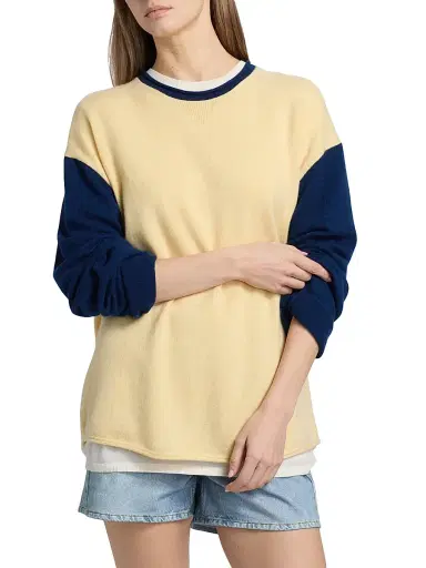 Guest In Residence Women's Cashmere Oversized Baseball Sweater - Butter Navy | Thumbnail 3 Guest In Residence Women's Cashmere Oversized Baseball Sweater - Butter Navy | Thumbnail 3