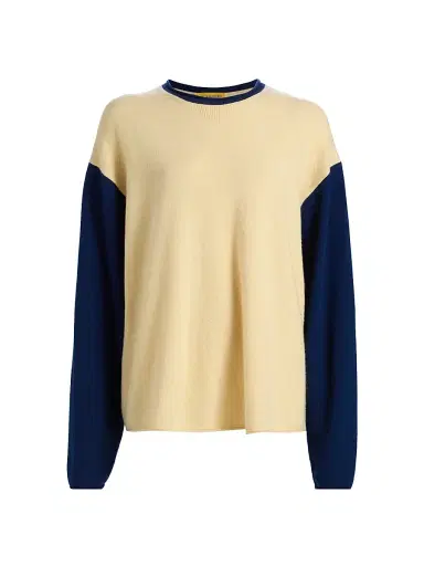 Guest In Residence Women's Cashmere Oversized Baseball Sweater - Butter Navy | Thumbnail 1 Guest In Residence Women's Cashmere Oversized Baseball Sweater - Butter Navy | Thumbnail 1