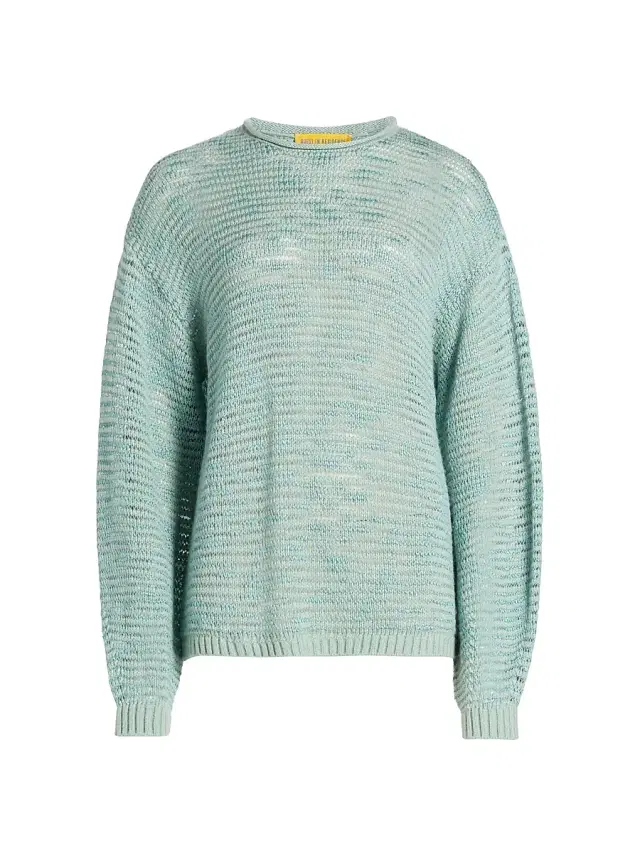 Guest in Residence Women's Open-Knit Striped Merino Wool-Blend Sweater - Sage Brush