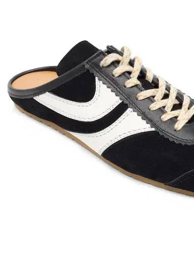 Dries Van Noten Women's Suede & Leather Sneaker Mules - Black White - Size 10 | Thumbnail 5