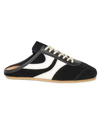 Dries Van Noten Women's Suede & Leather Sneaker Mules - Black White - Size 10 | Thumbnail 1