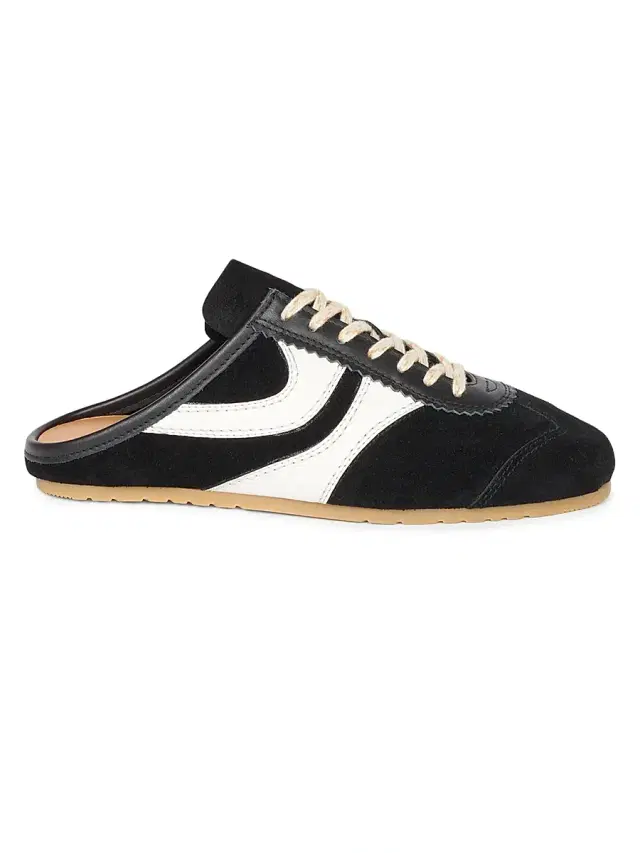 Dries Van Noten Women's Suede & Leather Sneaker Mules - Black White