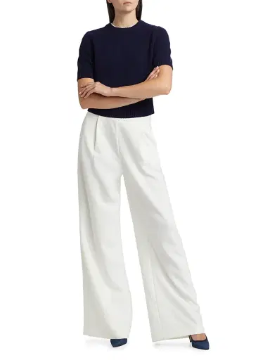 Toccin Women's Elsie Wool-Cashmere Short-Sleeve Sweater - Navy | Thumbnail 2