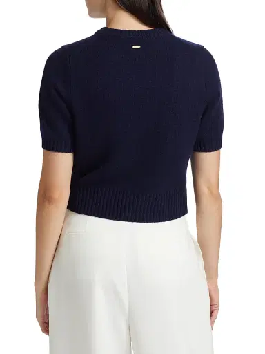 Toccin Women's Elsie Wool-Cashmere Short-Sleeve Sweater - Navy | Thumbnail 5