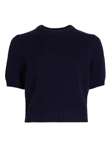Toccin Women's Elsie Wool-Cashmere Short-Sleeve Sweater - Navy | Thumbnail 1