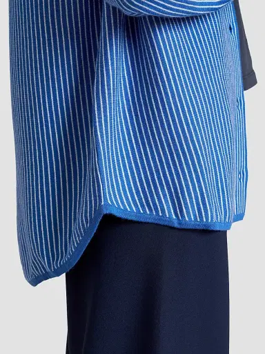 La Ligne Women's Casper Shirt - Ivory Cobalt - Size XL | Thumbnail 4
