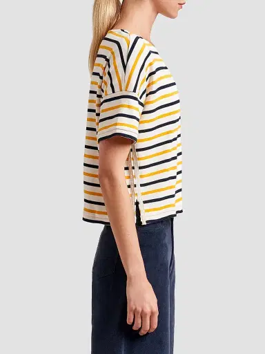 La Ligne Women's Short Breton T-Shirt - Ecru Multi | Thumbnail 3