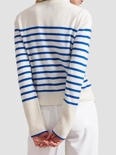 La Ligne Women's Striped Cardigan - Cream Cobalt - Size XL | Thumbnail 4 La Ligne Women's Striped Cardigan - Cream Cobalt - Size XL | Thumbnail 4