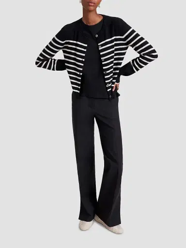 La Ligne Women's Striped Cardigan - Black Cream | Thumbnail 2