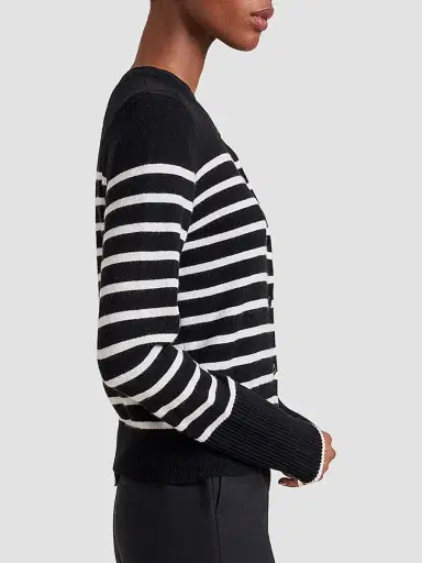 La Ligne Women's Striped Cardigan - Black Cream | Thumbnail 4