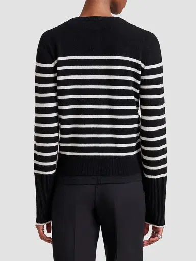 La Ligne Women's Striped Cardigan - Black Cream | Thumbnail 5