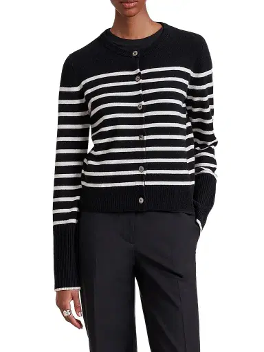La Ligne Women's Striped Cardigan - Black Cream | Thumbnail 1