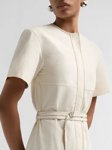 Proenza Schouler Women's Elizabeth Seamed Belted Midi Dress - Barley Melange - Size 0 | Thumbnail 5 Proenza Schouler Women's Elizabeth Seamed Belted Midi Dress - Barley Melange - Size 0 | Thumbnail 5