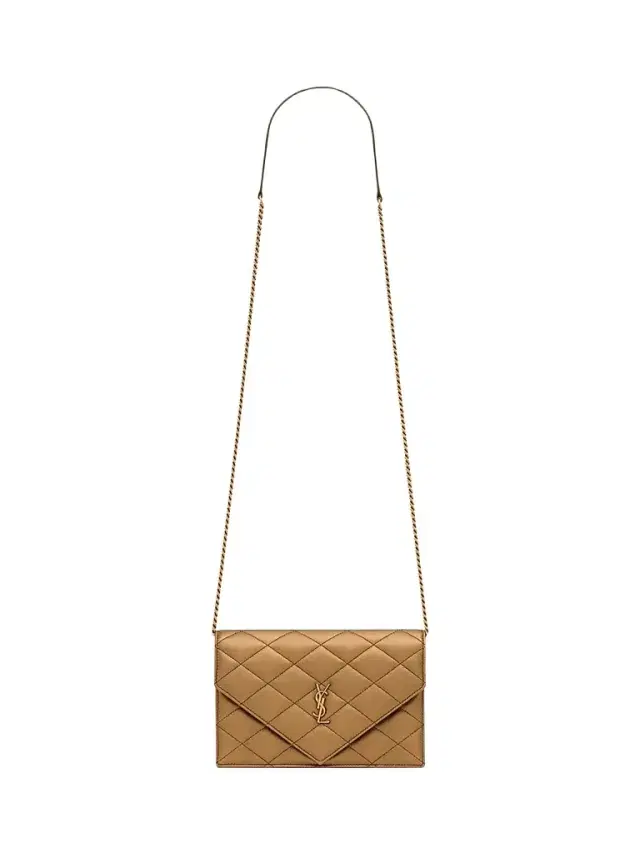 Saint Laurent Women's Paris Chain Wallet in Metallic Leather - Cool Bronze