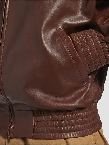 Balenciaga Men's High Collar Leather Bomber Jacket | Thumbnail 6