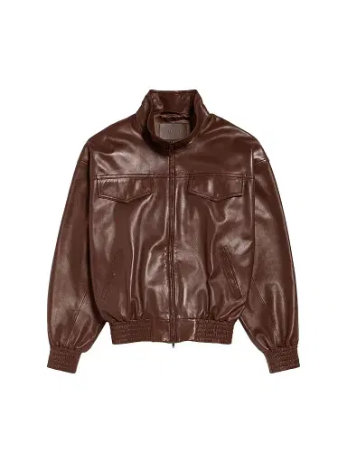 Balenciaga Men's High Collar Leather Bomber Jacket | Thumbnail 1