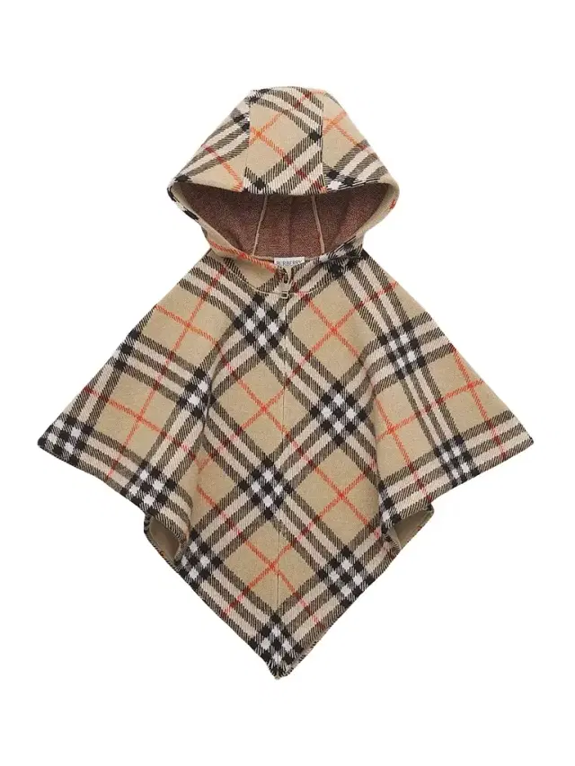 Burberry Girl's Check Hooded Poncho - Sand
