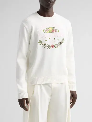 Casablanca Men's X Ladurée Cotton Crewneck Sweater - Off White - Size XXL | Thumbnail 4 Casablanca Men's X Ladurée Cotton Crewneck Sweater - Off White - Size XXL | Thumbnail 4