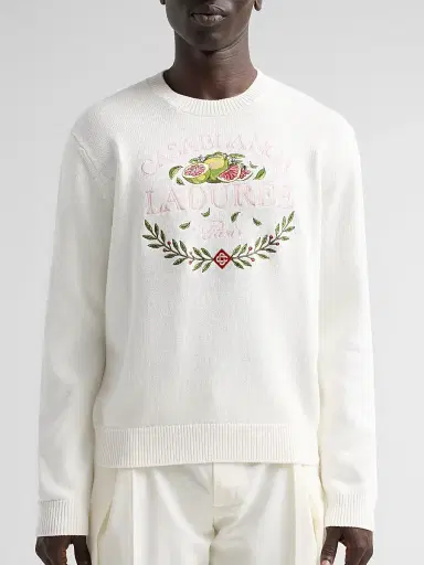 Casablanca Men's X Ladurée Cotton Crewneck Sweater - Off White - Size XXL | Thumbnail 5 Casablanca Men's X Ladurée Cotton Crewneck Sweater - Off White - Size XXL | Thumbnail 5