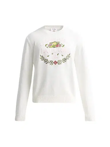 Casablanca Men's X Ladurée Cotton Crewneck Sweater - Off White - Size XXL | Thumbnail 1 Casablanca Men's X Ladurée Cotton Crewneck Sweater - Off White - Size XXL | Thumbnail 1