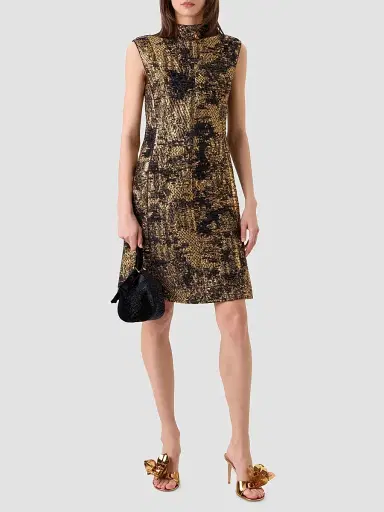 Akris Women's Textured Metallic Jacquard A-Line Dress | Thumbnail 2 Akris Women's Textured Metallic Jacquard A-Line Dress | Thumbnail 2
