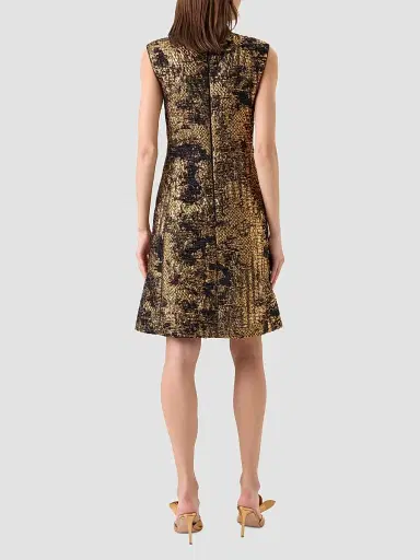 Akris Women's Textured Metallic Jacquard A-Line Dress | Thumbnail 3 Akris Women's Textured Metallic Jacquard A-Line Dress | Thumbnail 3