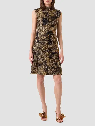 Akris Women's Textured Metallic Jacquard A-Line Dress | Thumbnail 4 Akris Women's Textured Metallic Jacquard A-Line Dress | Thumbnail 4