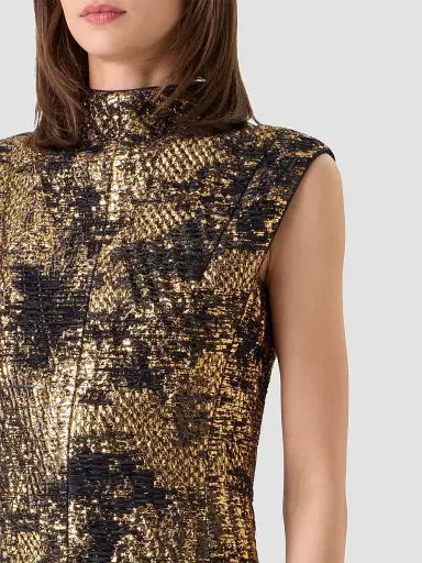 Akris Women's Textured Metallic Jacquard A-Line Dress | Thumbnail 5 Akris Women's Textured Metallic Jacquard A-Line Dress | Thumbnail 5