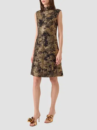 Akris Women's Textured Metallic Jacquard A-Line Dress | Thumbnail 6 Akris Women's Textured Metallic Jacquard A-Line Dress | Thumbnail 6