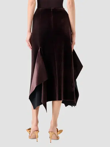 Akris Women's Velvet Neoprene Asymmetric Midi Skirt - Coffee - Size 14 | Thumbnail 2 Akris Women's Velvet Neoprene Asymmetric Midi Skirt - Coffee - Size 14 | Thumbnail 2