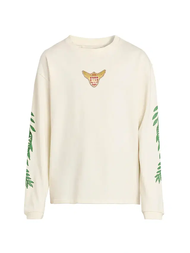 Rhude Men's Tripoli Wreath Graphic Long-Sleeve T-Shirt - Vintage White Green