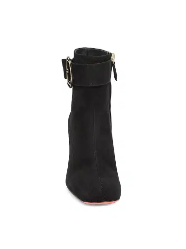 Santoni Women's Marta 70MM Suede Buckle Booties - Black - Size 12 | Thumbnail 3