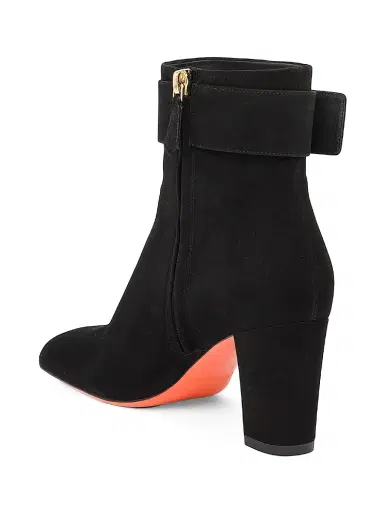Santoni Women's Marta 70MM Suede Buckle Booties - Black - Size 12 | Thumbnail 4