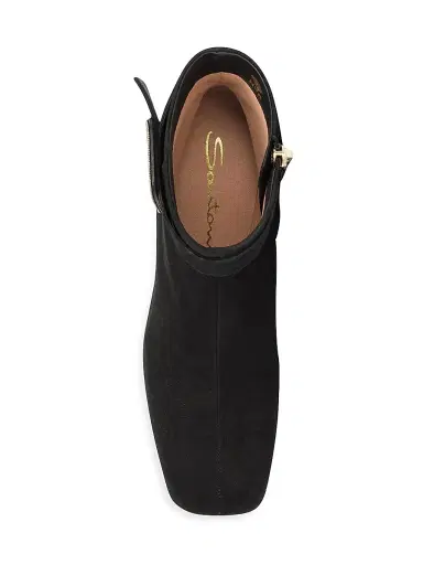 Santoni Women's Marta 70MM Suede Buckle Booties - Black - Size 12 | Thumbnail 5