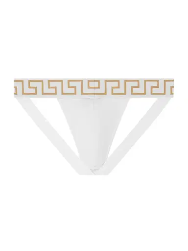 Versace Men's Medusa Stretch-Cotton Jock Strap - White Greek Gold - Size XXL | Thumbnail 2 Versace Men's Medusa Stretch-Cotton Jock Strap - White Greek Gold - Size XXL | Thumbnail 2