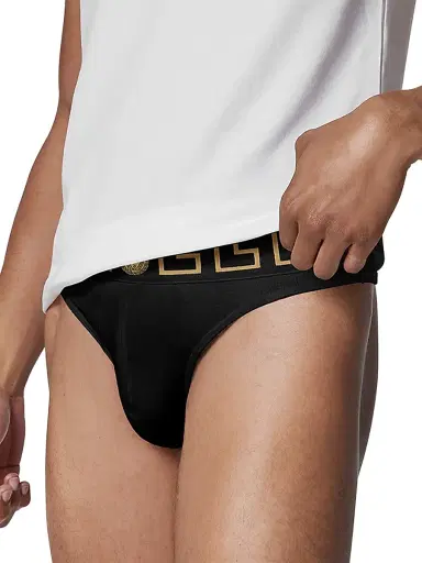 Versace Men's Medusa Stretch-Cotton Briefs - Black Gold Greek Key - Size XXL | Thumbnail 3 Versace Men's Medusa Stretch-Cotton Briefs - Black Gold Greek Key - Size XXL | Thumbnail 3