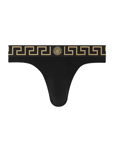 Versace Men's Medusa Stretch-Cotton Briefs - Black Gold Greek Key - Size XXL | Thumbnail 1 Versace Men's Medusa Stretch-Cotton Briefs - Black Gold Greek Key - Size XXL | Thumbnail 1